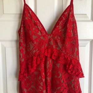 French Connection red lace size medium top